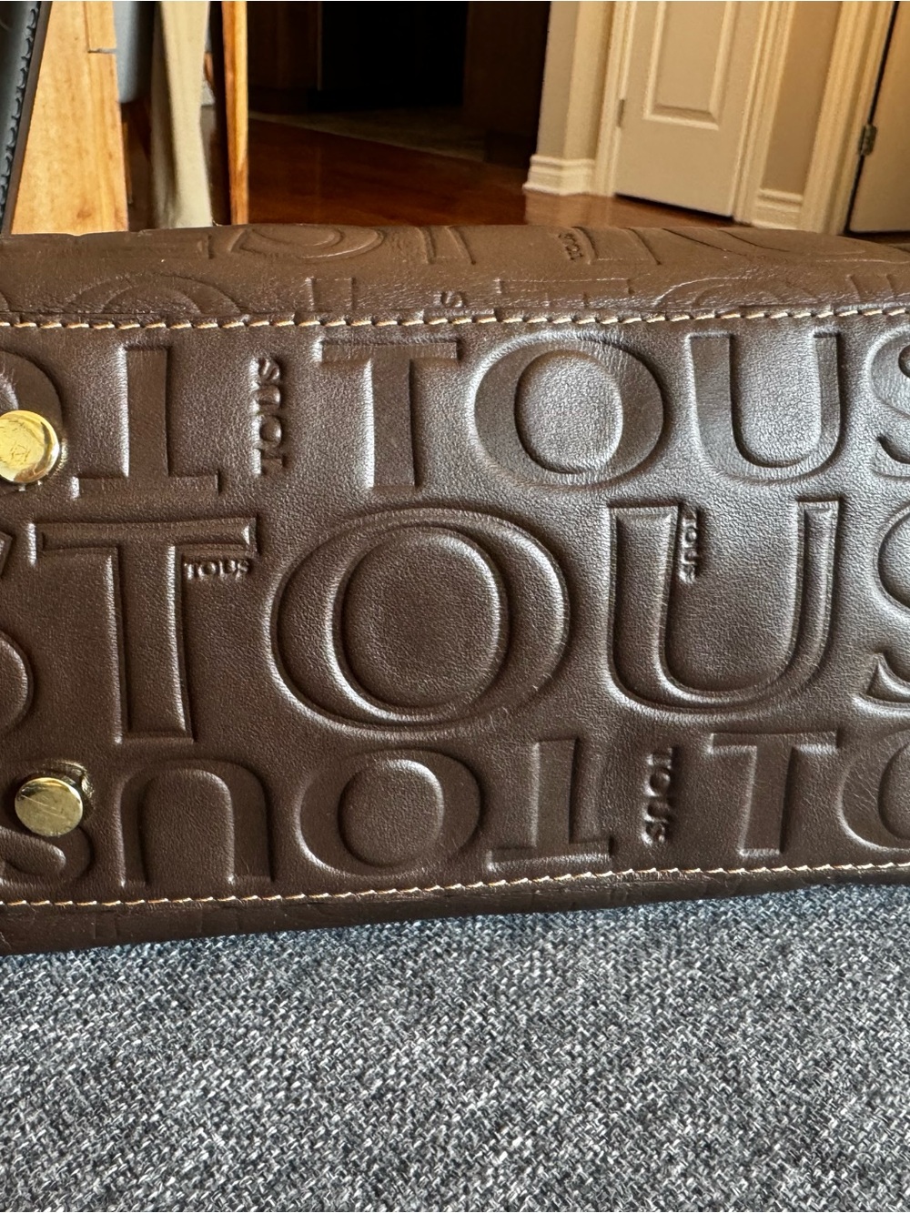 Tous Brown Embossed Leather Satchel with Gold Hardware - Picture 3 of 8